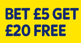 Bet £5, get £20 free